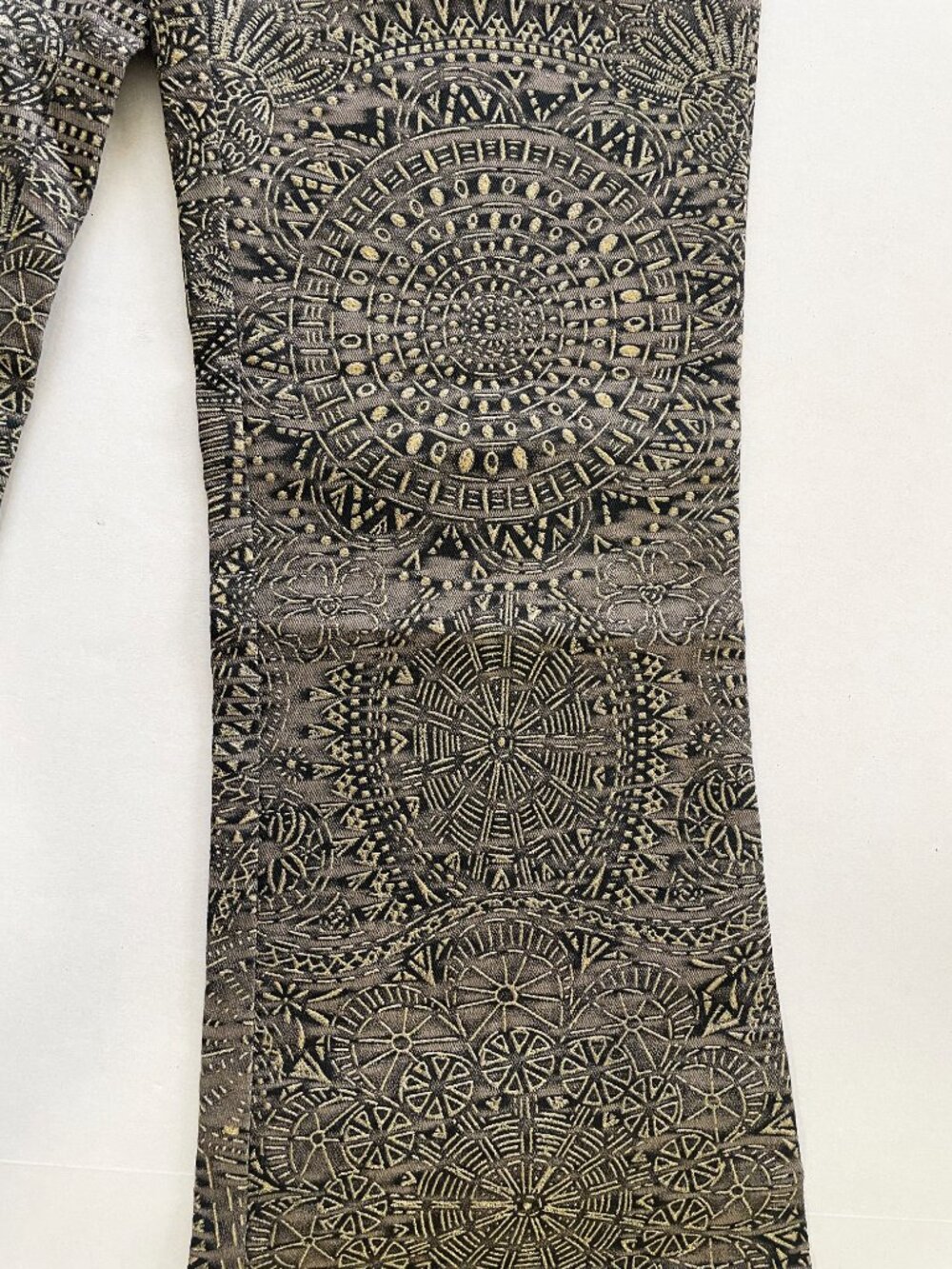 Cache Vintage Textured Gold Embossed Brown Luxe Women's Pants | Size 0 | EUC - Picture 9 of 11